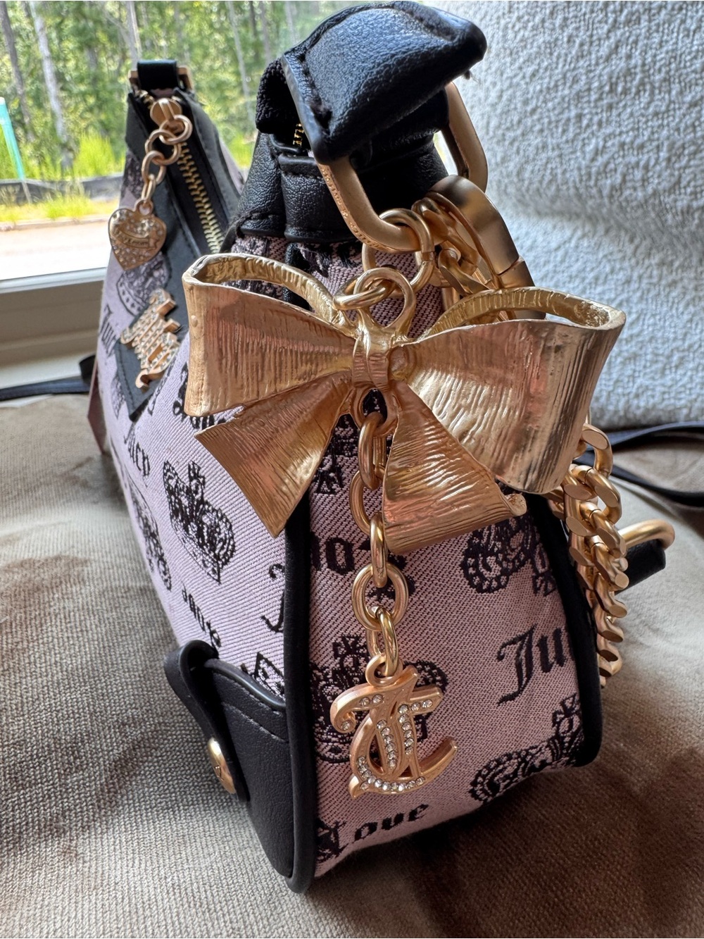 NWT Juicy Couture Pink Diamond Vintage Couture Shoulder Bag Rhinestone Logo Y2K - Picture 7 of 11